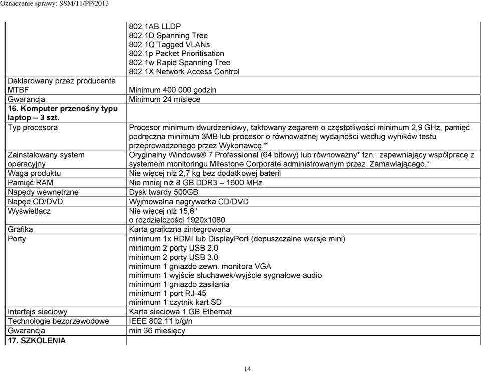 SZKOLENIA 802.1AB LLDP 802.1D Spanning Tree 802.1Q Tagged VLANs 802.1p Packet Prioritisation 802.1w Rapid Spanning Tree 802.