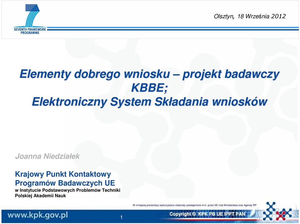 UE w Instytucie Podstawowych Problemów Techniki Polskiej Akademii Nauk W niniejszej