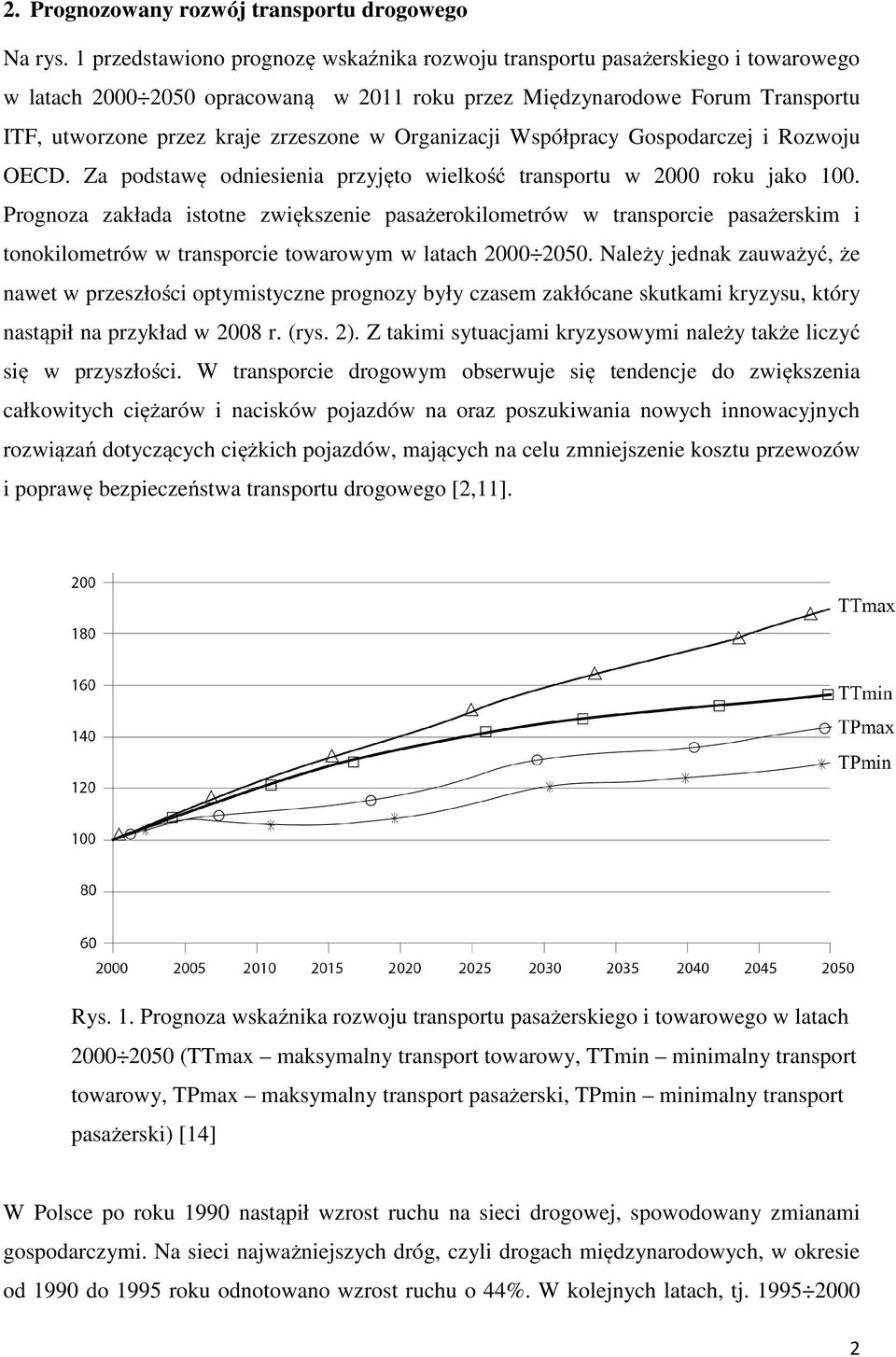 Organizacji Współpracy Gospodarczej i Rozwoju OECD. Za podstawę odniesienia przyjęto wielkość transportu w 2000 roku jako 100.