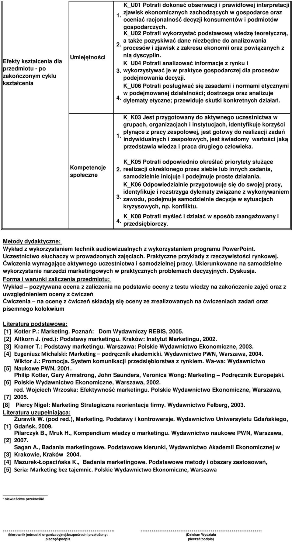 procesów i zjawisk z zakresu ekonomii oraz powiązanych z nią dyscyplin. K_U04 Potrafi analizować informacje z rynku i wykorzystywać je w praktyce gospodarczej dla procesów podejmowania decyzji.