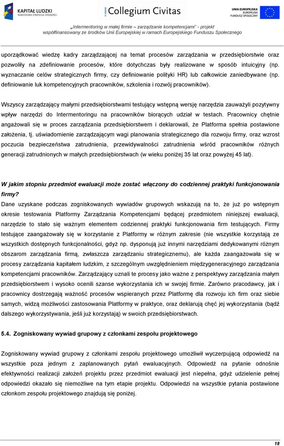 Wszyscy zarządzający małymi przedsiębiorstwami testujący wstępną wersję narzędzia zauważyli pozytywny wpływ narzędzi do Intermentoringu na pracowników biorących udział w testach.