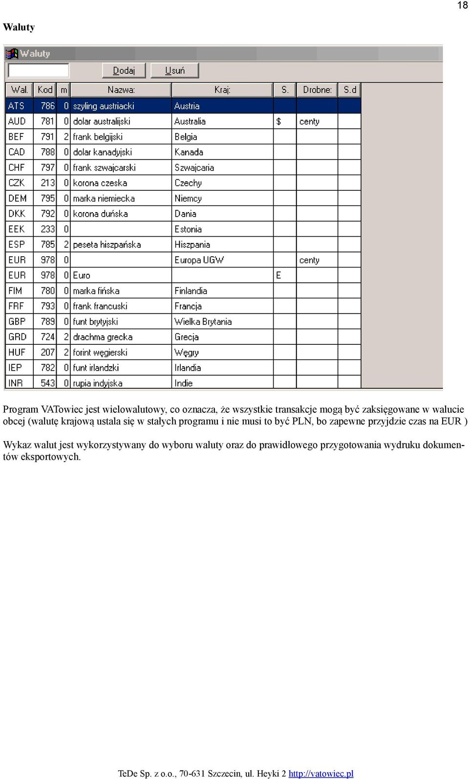 nie musi to być PLN, bo zapewne przyjdzie czas na EUR ) Wykaz walut jest