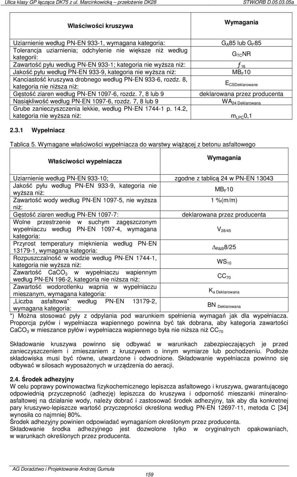 8, kategoria nie niższa niż: E CSDeklarowane Gęstość ziaren według PN-EN 1097-6, rozdz. 7, 8 lub 9 deklarowana przez producenta Nasiąkliwość według PN-EN 1097-6, rozdz.