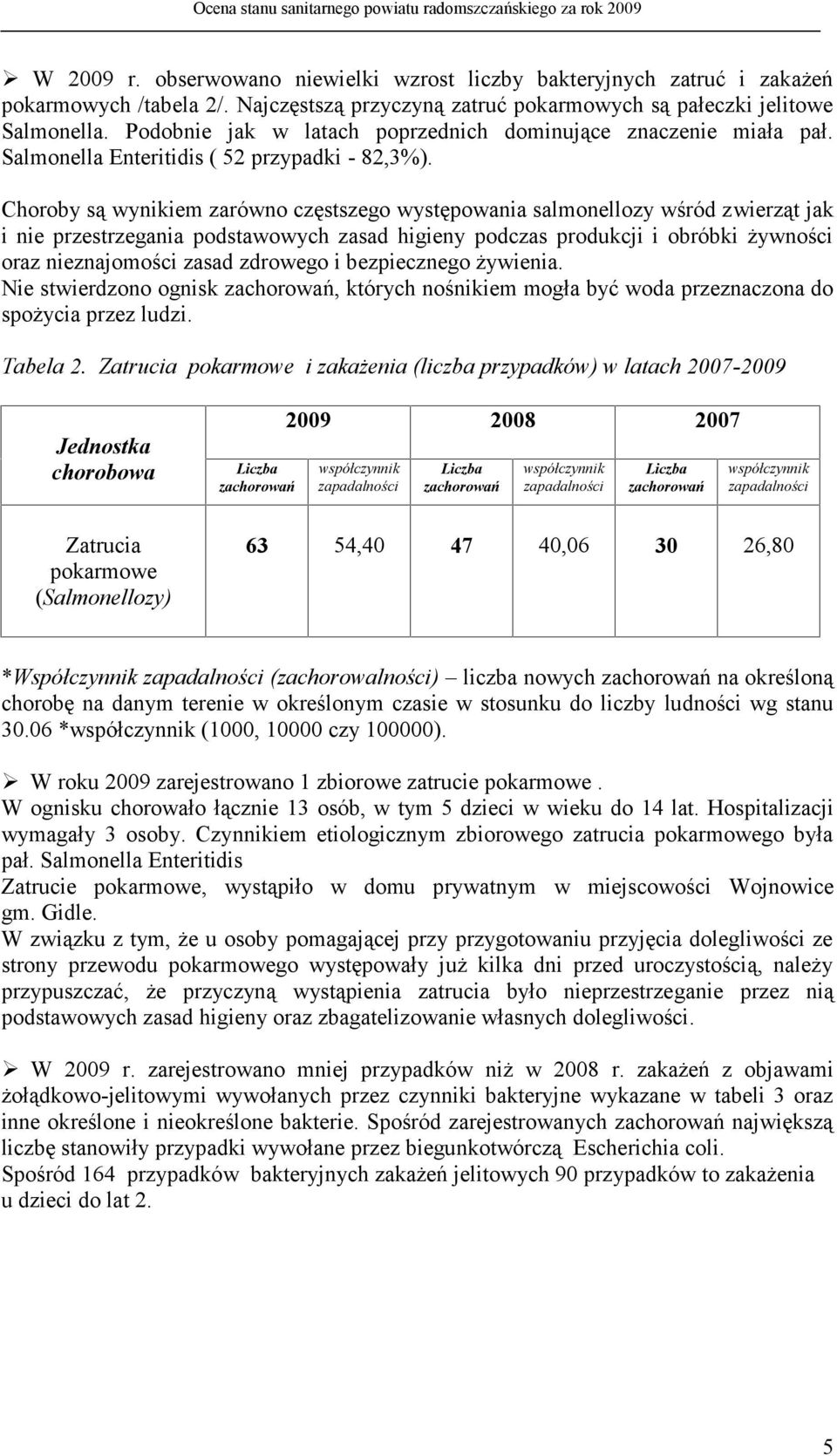Choroby są wynikiem zarówno częstszego występowania salmonellozy wśród zwierząt jak i nie przestrzegania podstawowych zasad higieny podczas produkcji i obróbki żywności oraz nieznajomości zasad