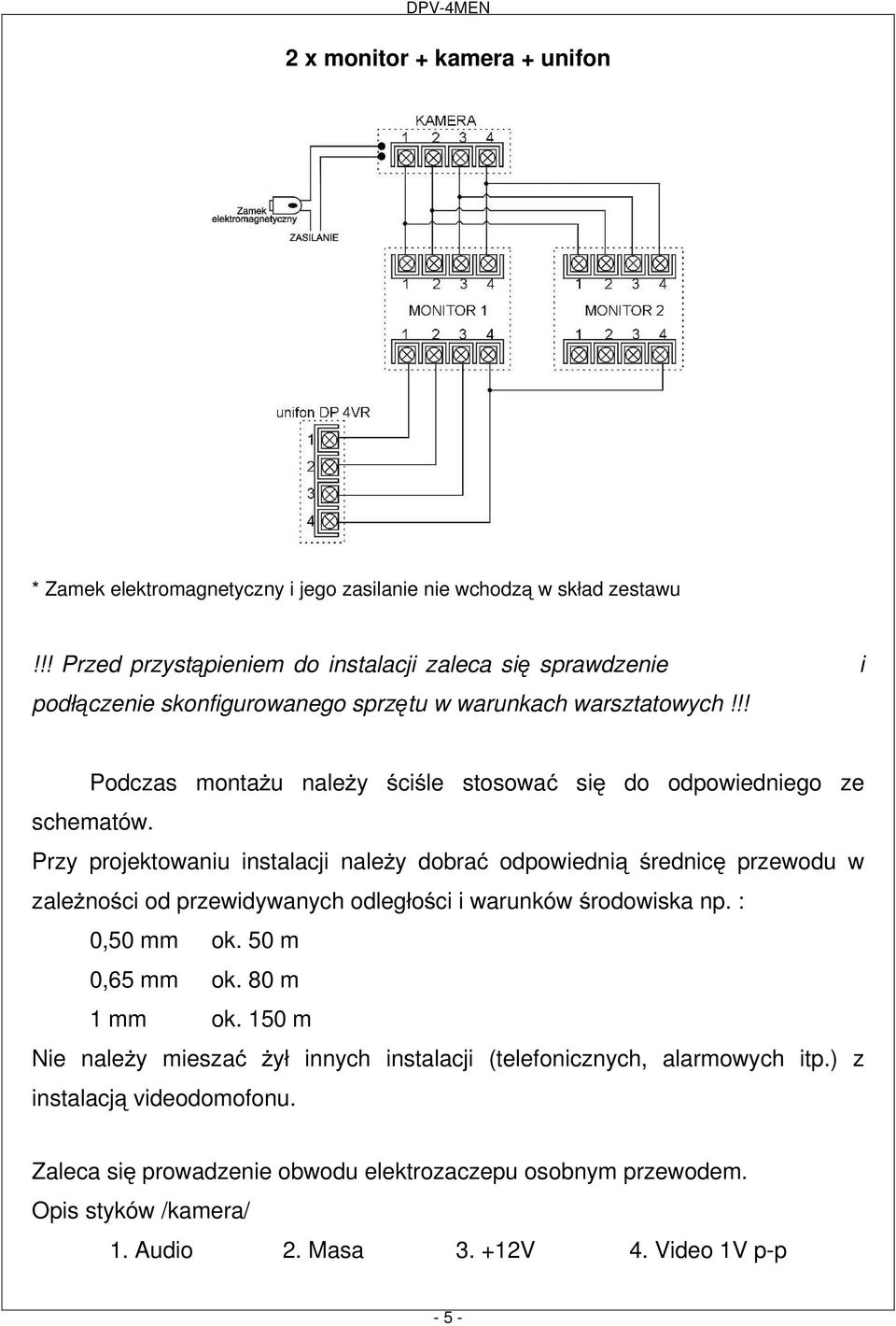 !! Podczas montaŝu naleŝy ściśle stosować się do odpowiedniego ze schematów.