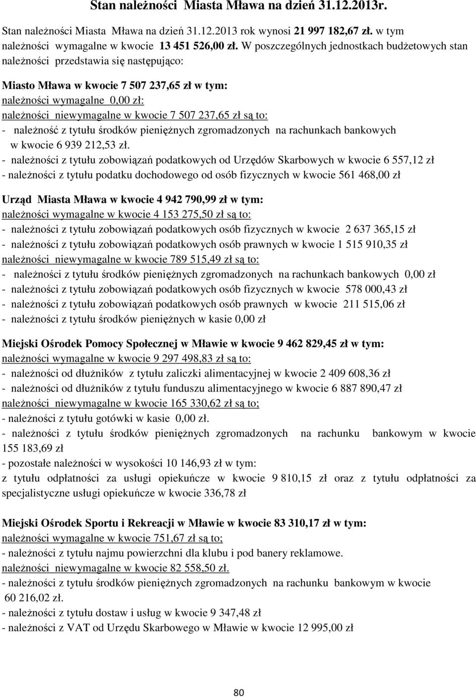 237,65 zł są to: - należność z tytułu środków pieniężnych zgromadzonych na rachunkach bankowych w kwocie 6 939 212,53 zł.