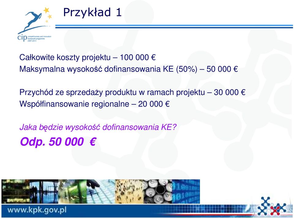 sprzedaży produktu w ramach projektu 30 000