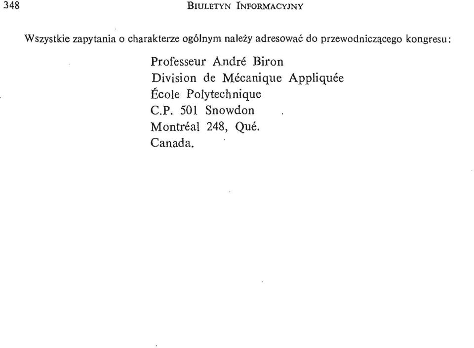 kongresu: Professeur Andre Biron Division de Mecanique