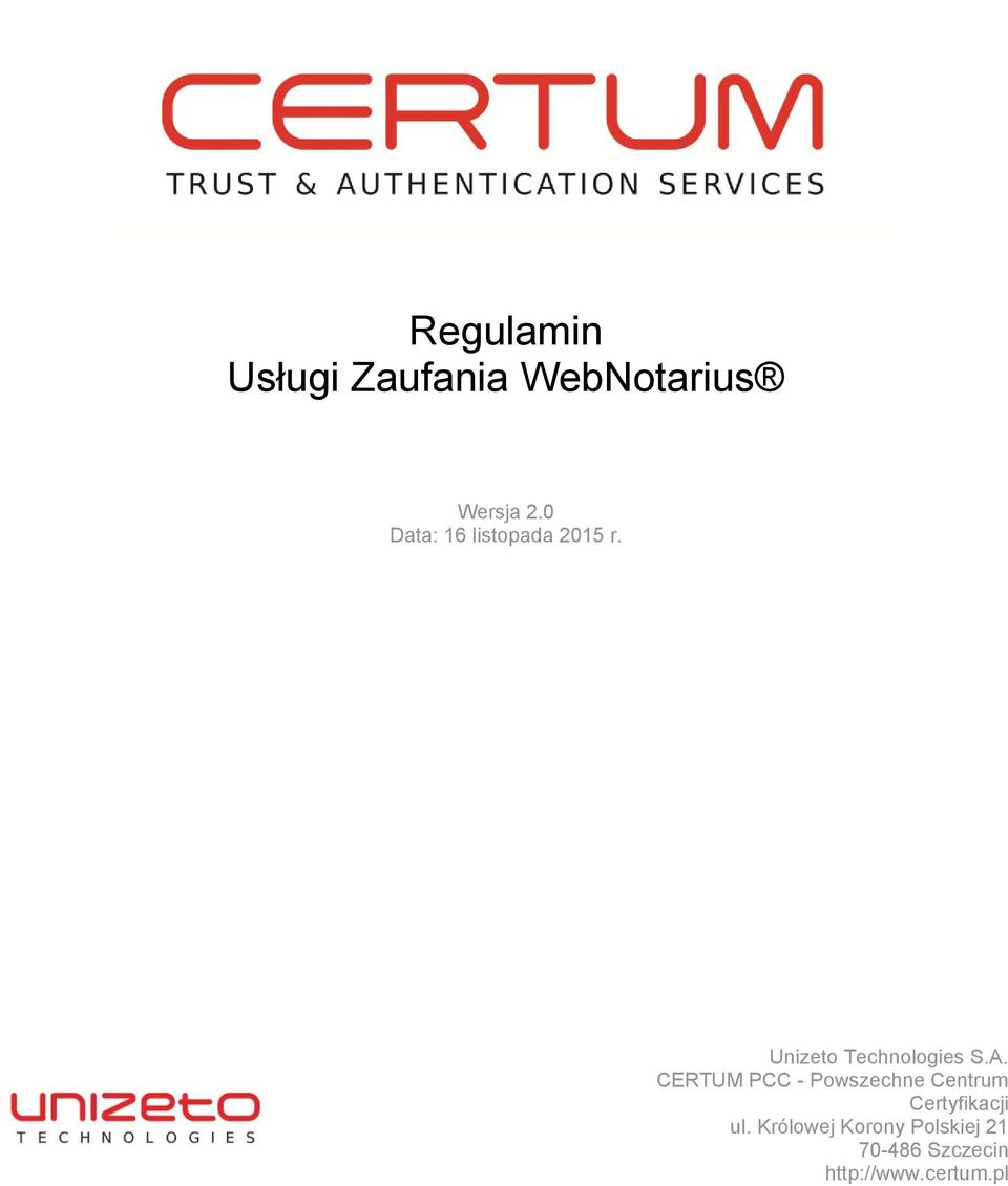 CERTUM PCC - Powszechne Centrum Certyfikacji ul.