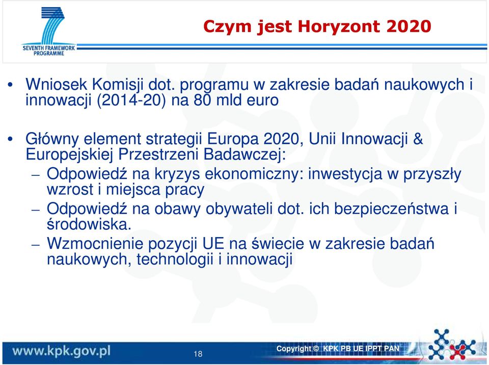 2020, Unii Innowacji & Europejskiej Przestrzeni Badawczej: Odpowiedź na kryzys ekonomiczny: inwestycja w