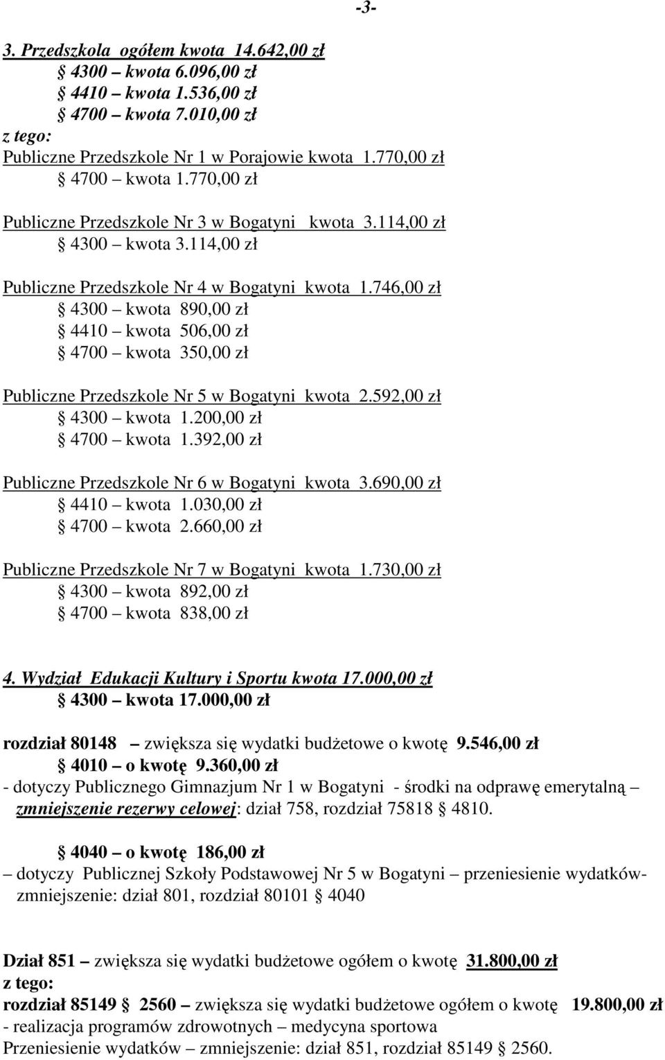 746,00 zł 4300 kwota 890,00 zł 4410 kwota 506,00 zł 4700 kwota 350,00 zł Publiczne Przedszkole Nr 5 w Bogatyni kwota 2.592,00 zł 4300 kwota 1.200,00 zł 4700 kwota 1.