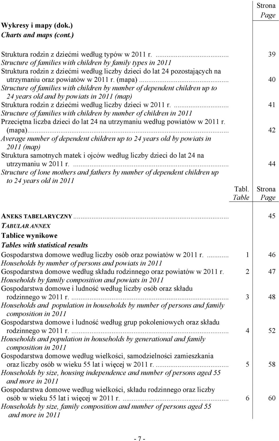 .. 40 Structure of families with children by number of dependent children up to 24 years old and by powiats in 2011 (map) Struktura rodzin z dziećmi według liczby dzieci w 2011 r.