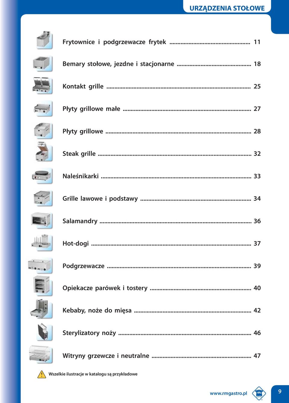 .. 34 Salamandry... 36 Hot-dogi... 37 Podgrzewacze... 39 Opiekacze parówek i tostery... 40 Kebaby, noże do mięsa.