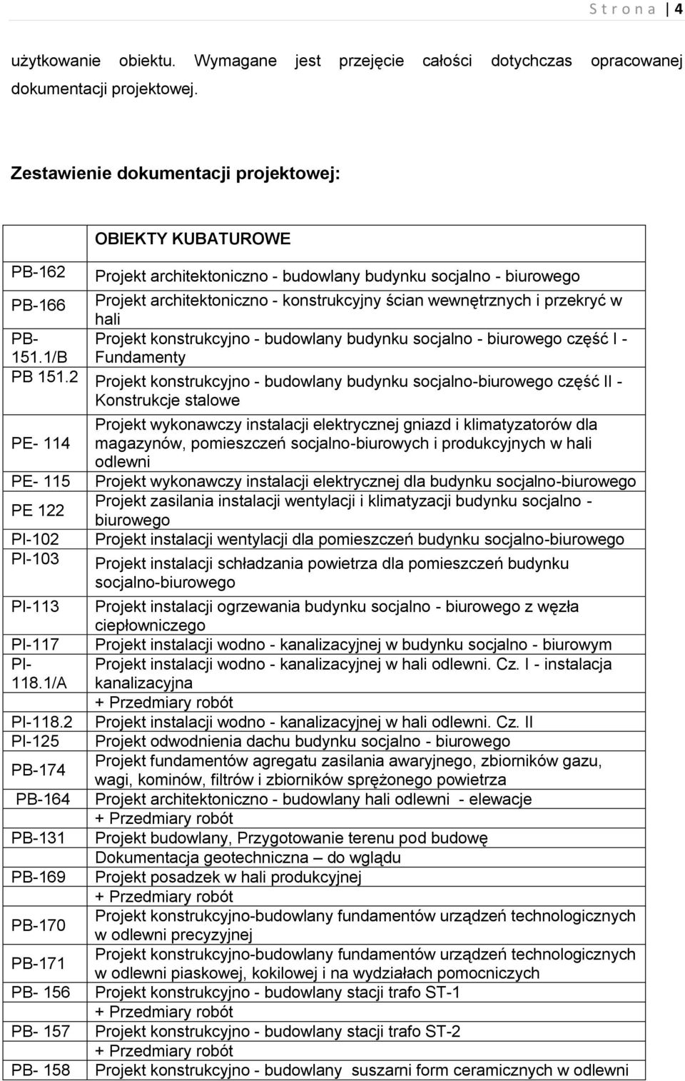 architektoniczno - konstrukcyjny ścian wewnętrznych i przekryć w hali PB- Projekt konstrukcyjno - budowlany budynku socjalno - biurowego część I - 151.1/B Fundamenty PB 151.