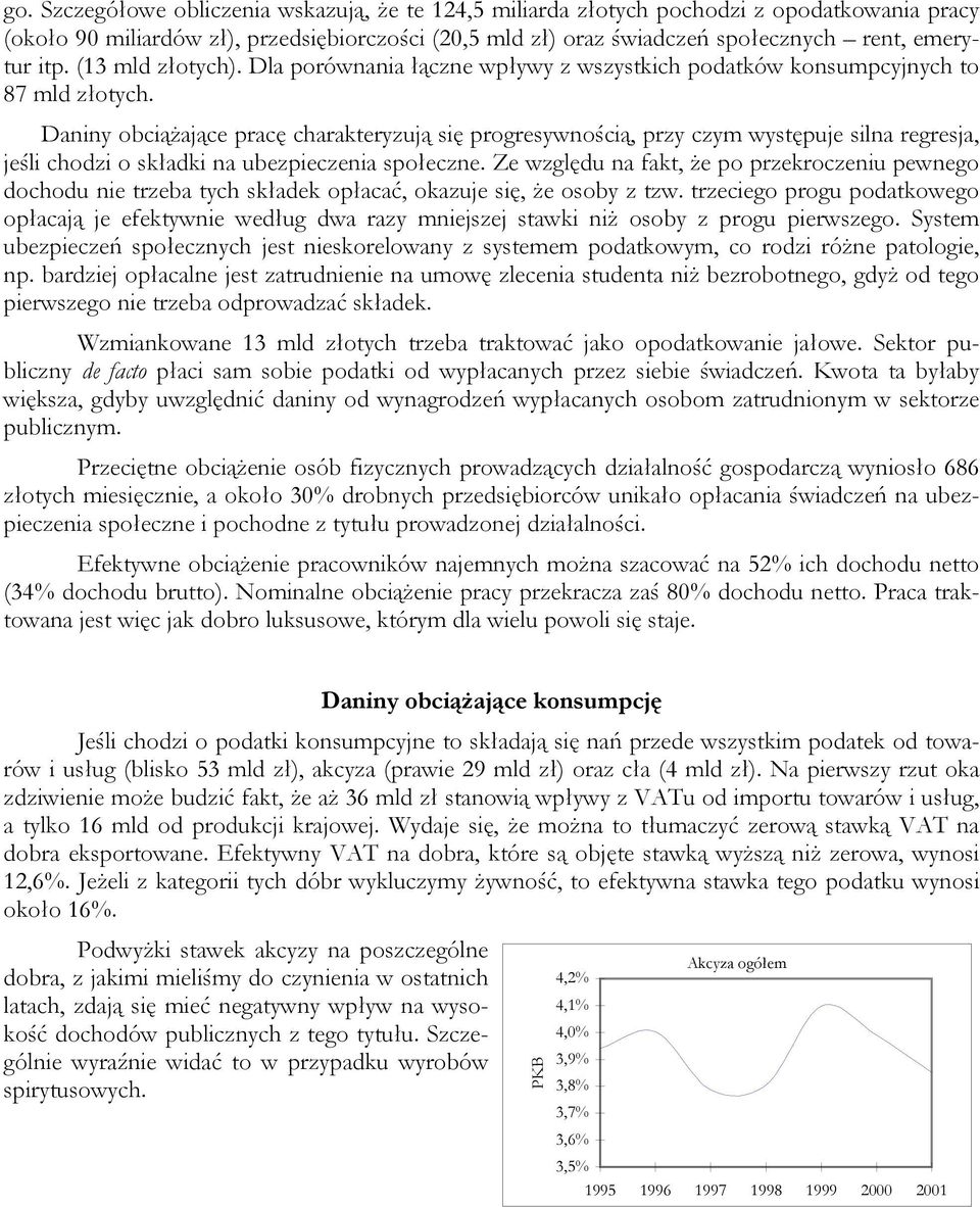 Daniny obciążające pracę charakteryzują się progresywnością, przy czym występuje silna regresja, jeśli chodzi o składki na ubezpieczenia społeczne.