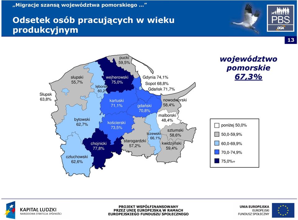 starogardzki 57,2% Gdynia 74,1% Sopot 68,8% Gdańsk 71,7% tczewski 66,1% nowodworski 58,4% malborski 48,4%