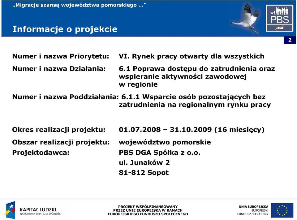 Wsparcie osób pozostających bez zatrudnienia na regionalnym rynku pracy Okres realizacji projektu: Obszar realizacji