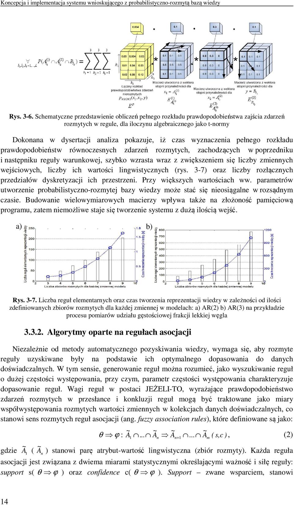 wyznaczenia pełnego rozkładu prawdopodobieństw równoczesnych zdarzeń rozmytych, zachodzących w poprzedniku i następniku reguły warunkowej, szybko wzrasta wraz z zwiększeniem się liczby zmiennych