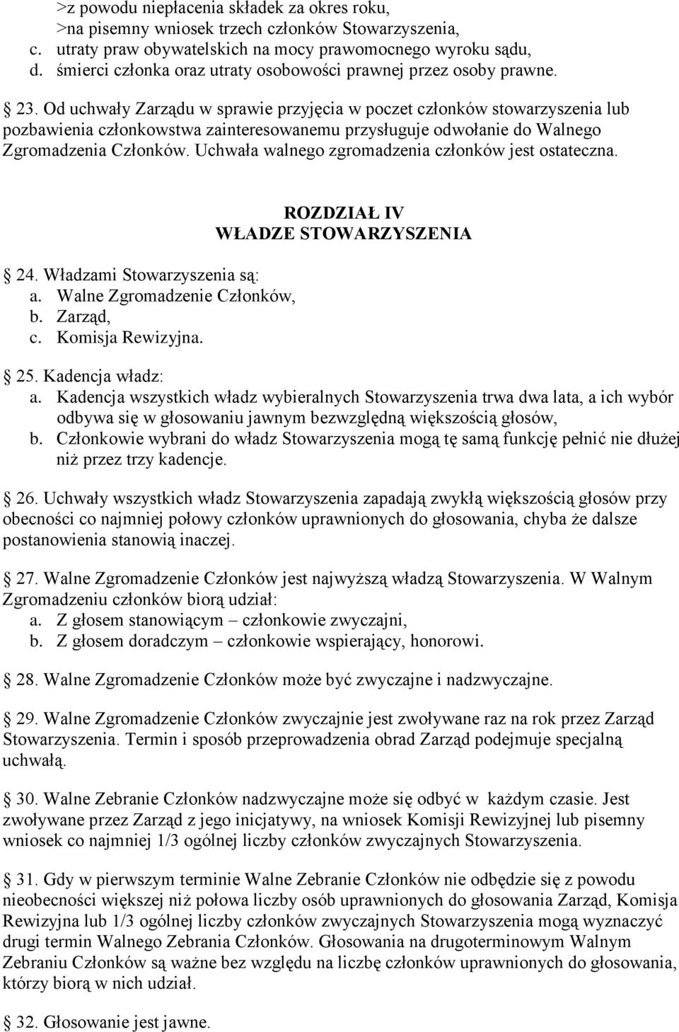 Od uchwały Zarządu w sprawie przyjęcia w poczet członków stowarzyszenia lub pozbawienia członkowstwa zainteresowanemu przysługuje odwołanie do Walnego Zgromadzenia Członków.