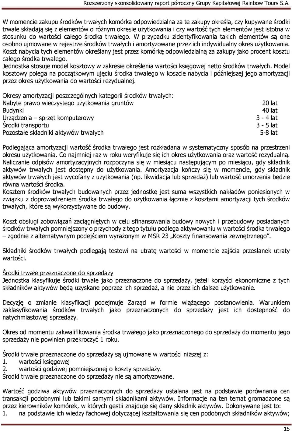 W przypadku zidentyfikowania takich elementów są one osobno ujmowane w rejestrze środków trwałych i amortyzowane przez ich indywidualny okres użytkowania.