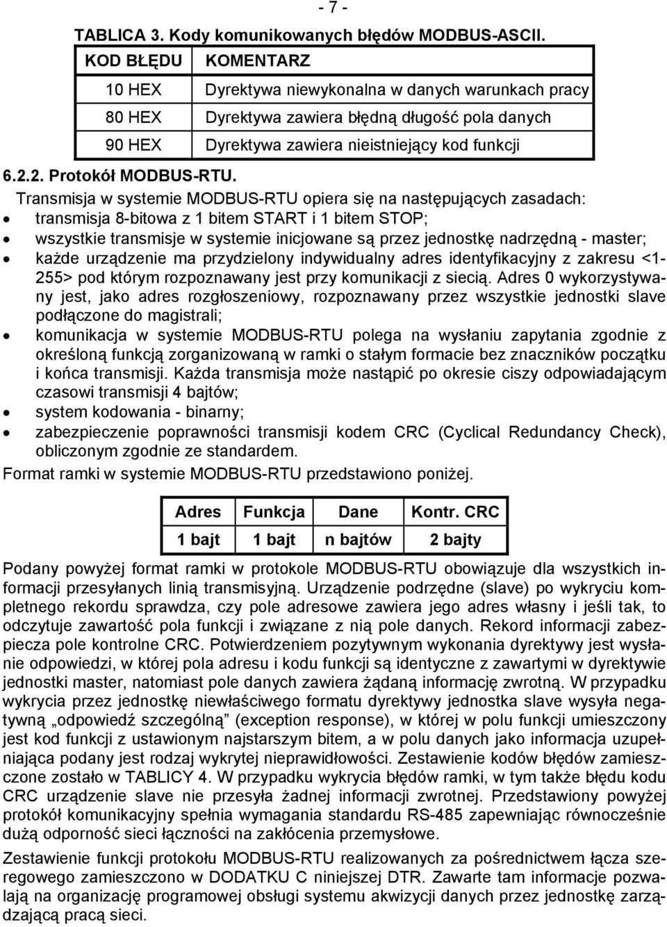 2. Protokół MODBUS-RTU.