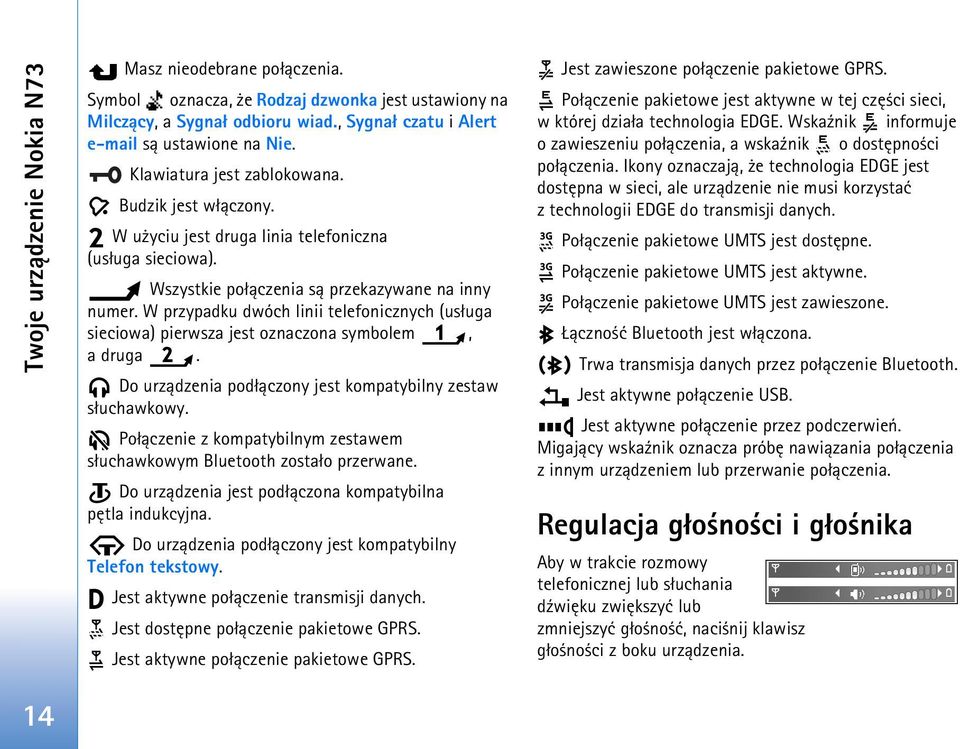 W przypadku dwóch linii telefonicznych (us³uga sieciowa) pierwsza jest oznaczona symbolem, adruga. Do urz±dzenia pod³±czony jest kompatybilny zestaw s³uchawkowy.