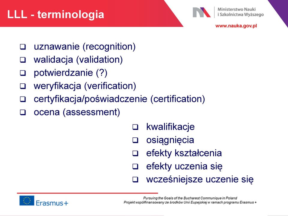 ) weryfikacja (verification) certyfikacja/poświadczenie