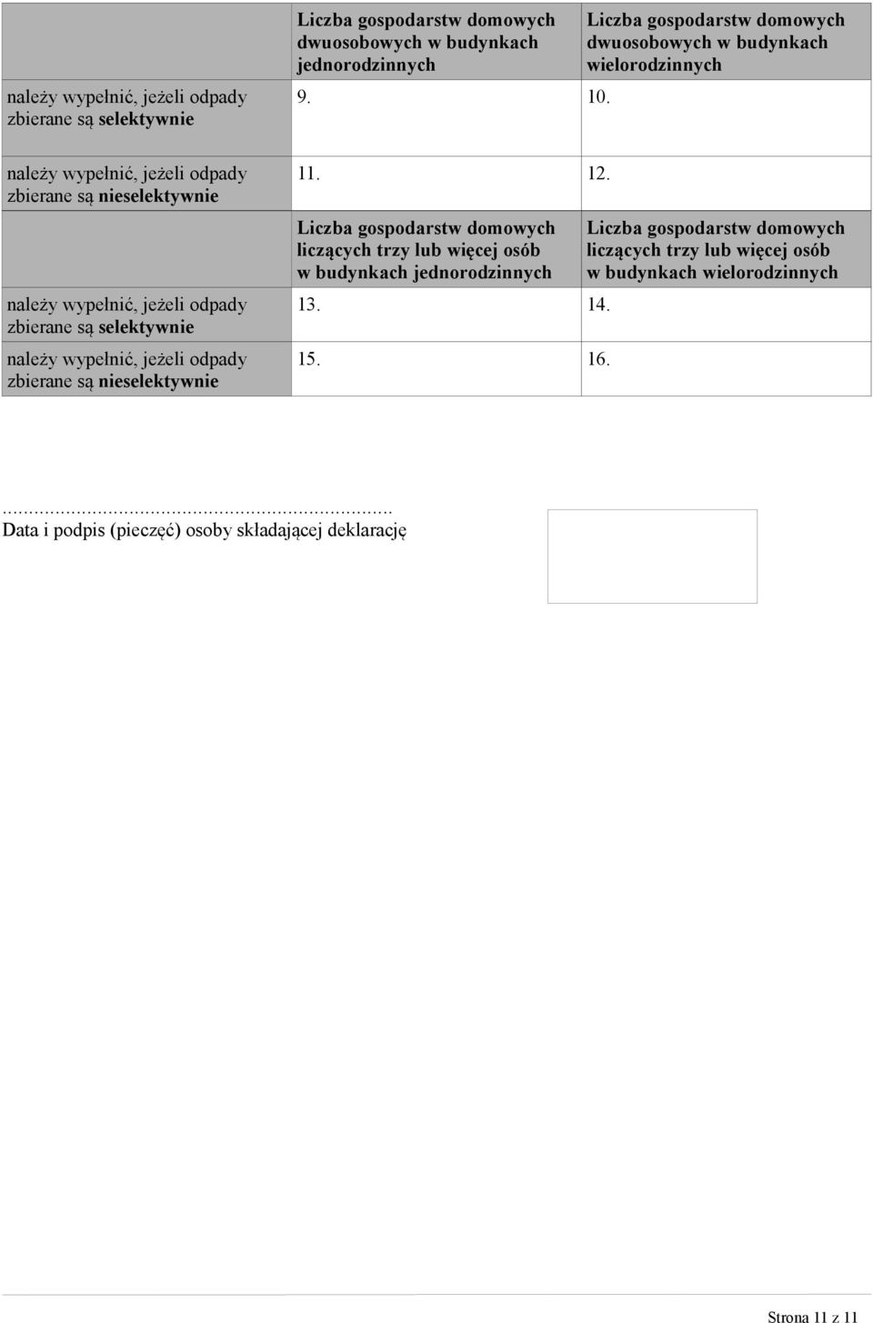 jednorodzinnych 9. 10. 11. 12. liczących trzy lub więcej osób w budynkach jednorodzinnych 13. 14. 15. 16.