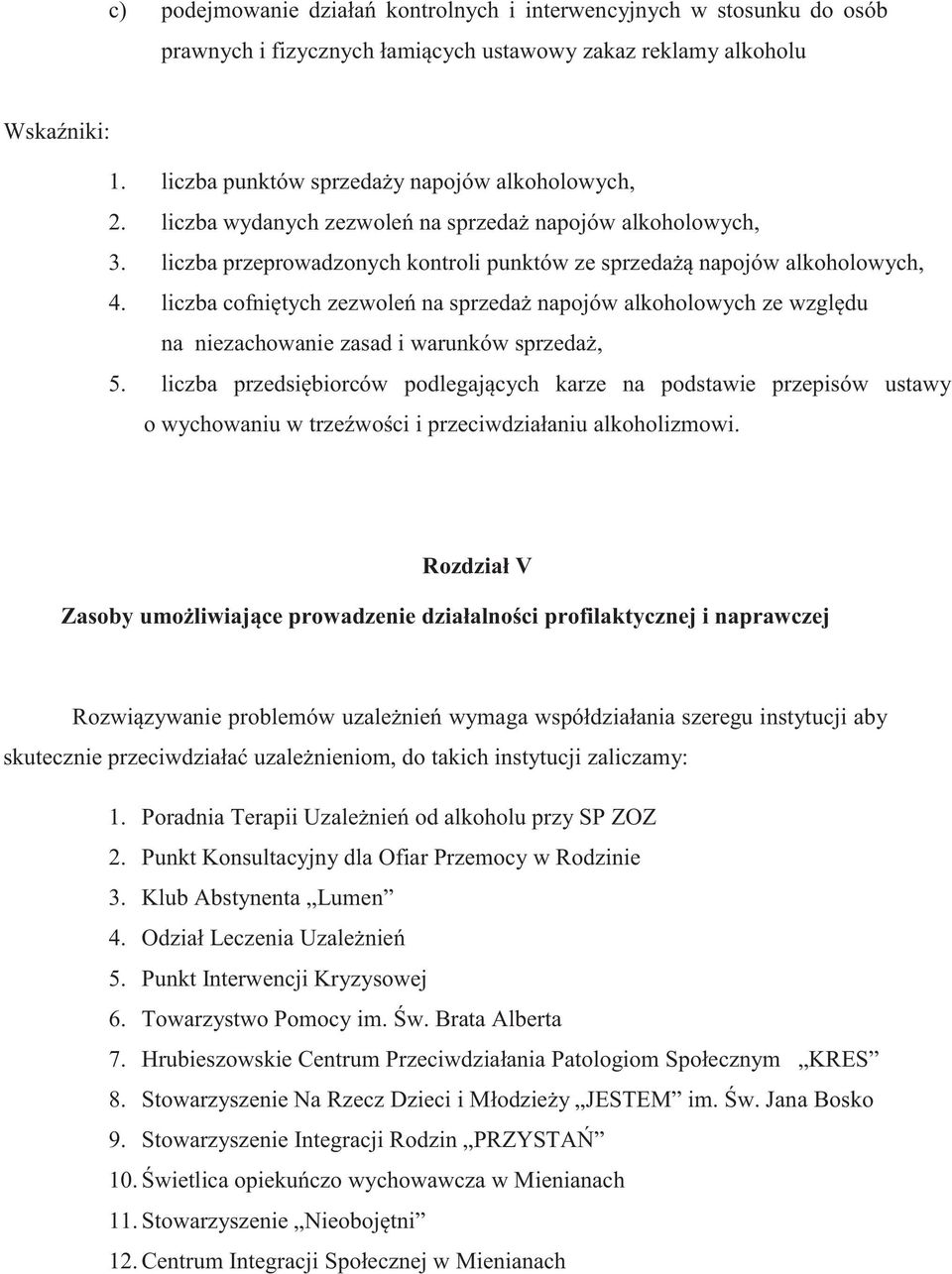 liczba cofniętych zezwoleń na sprzedaż napojów alkoholowych ze względu na niezachowanie zasad i warunków sprzedaż, 5.