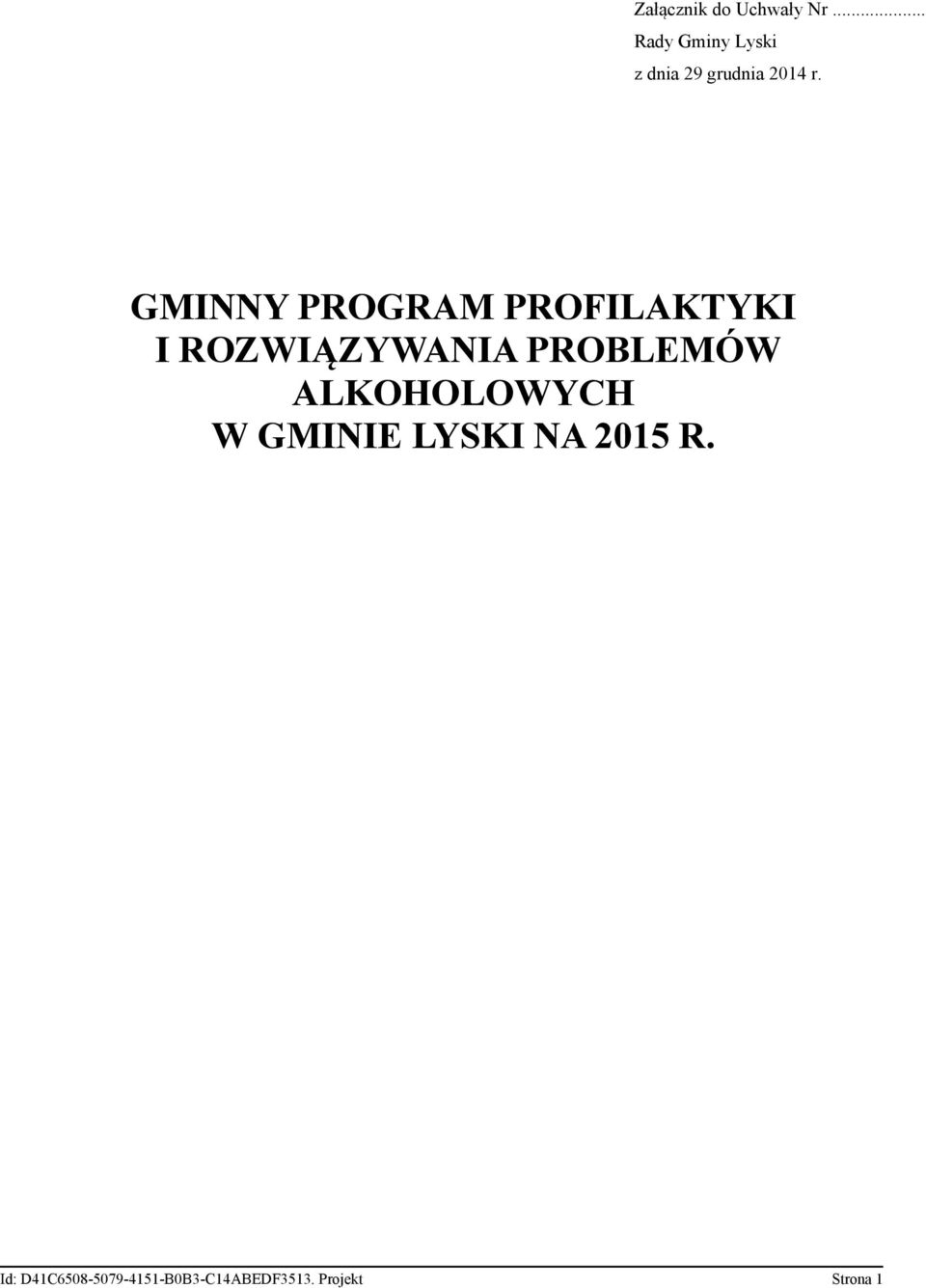 GMINNY PROGRAM PROFILAKTYKI I ROZWIĄZYWANIA PROBLEMÓW