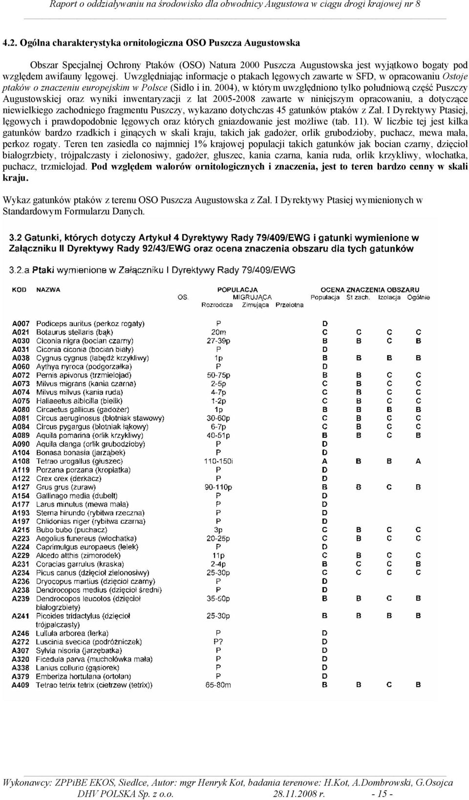 2004), w którym uwzględniono tylko południową część Puszczy Augustowskiej oraz wyniki inwentaryzacji z lat 2005-2008 zawarte w niniejszym opracowaniu, a dotyczące niewielkiego zachodniego fragmentu