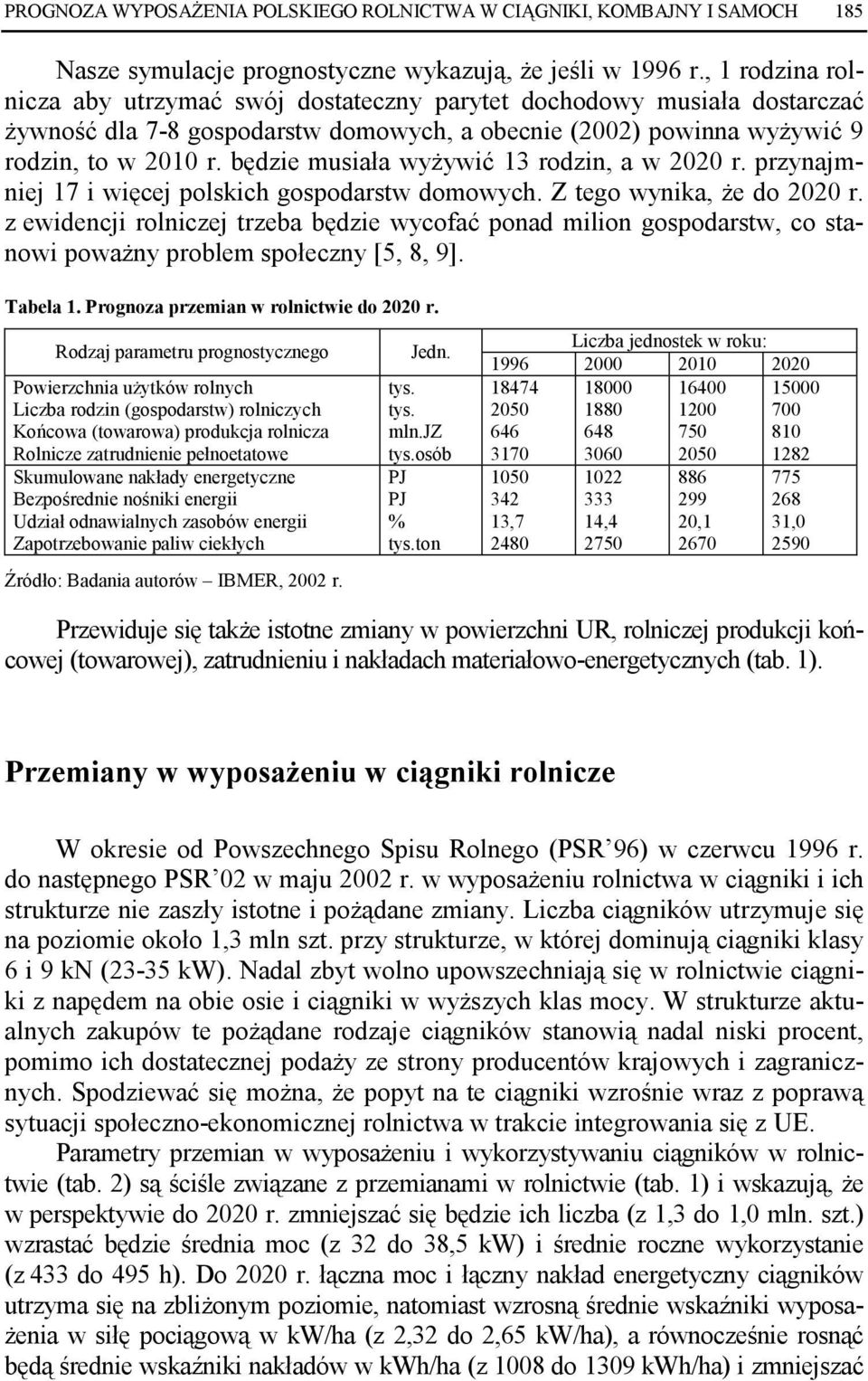 będzie musiała wyŝywić 13 rodzin, a w 2020 r. przynajmniej 17 i więcej polskich gospodarstw domowych. Z tego wynika, Ŝe do 2020 r.