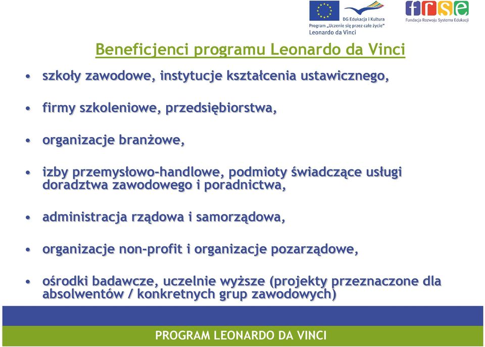 ugi doradztwa zawodowego i poradnictwa, administracja rządowa i samorządowa, organizacje non-profit i