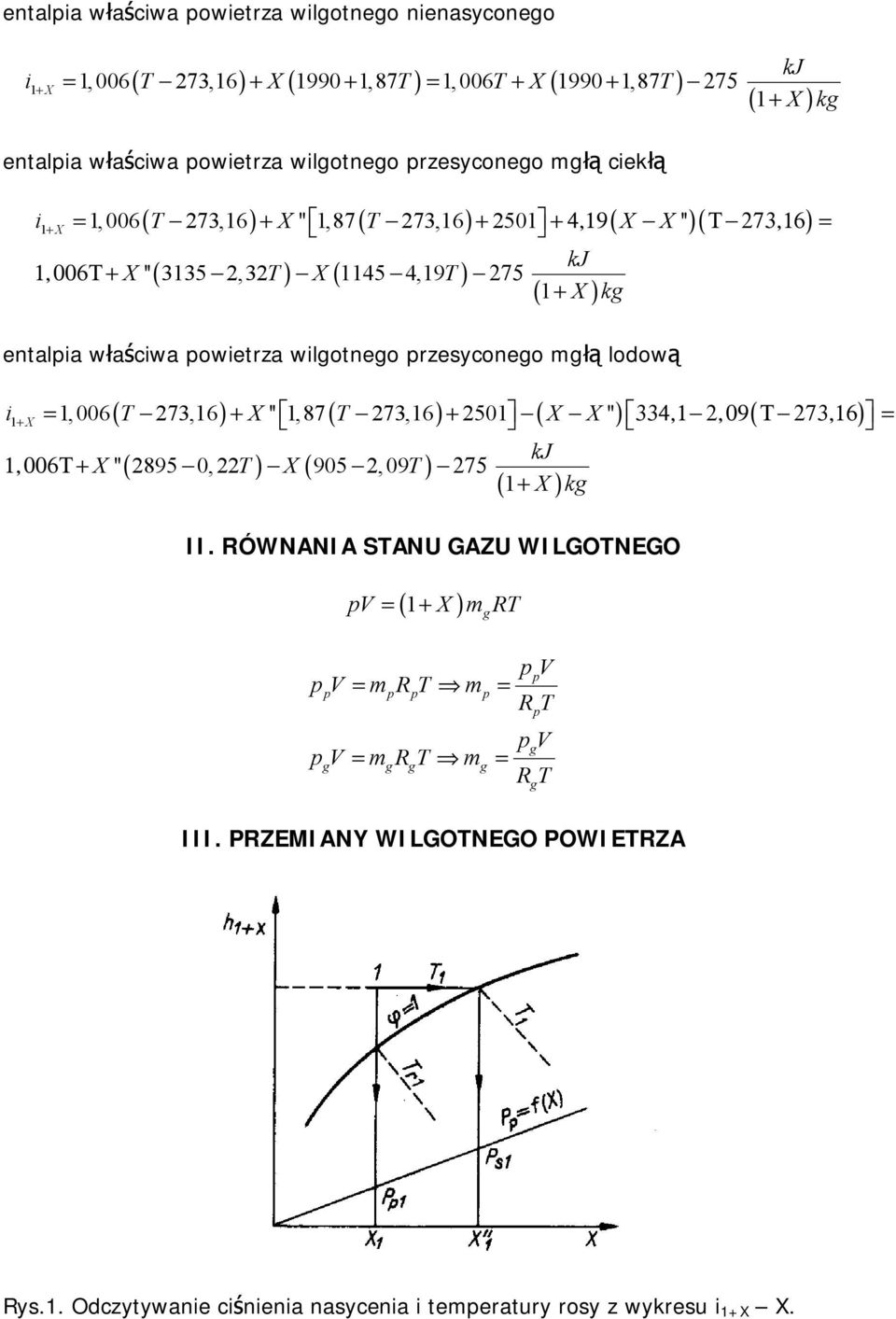 rzeyconeo młą lodoą ( ) ( ) ( ) ( ) i1 + 1,006 T 273,16 + 1,87 T 273,16 + 2501 334,1 2,09 Τ 273,16 1,006Τ+ ( 2895 0,22T) ( 905 2,09T) 275 k ( 1+ ) II.