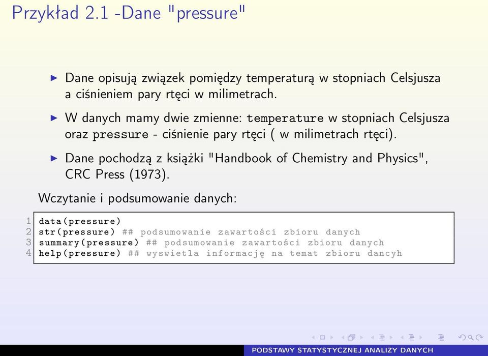 Dane pochodzą z książki "Handbook of Chemistry and Physics", CRC Press (1973).