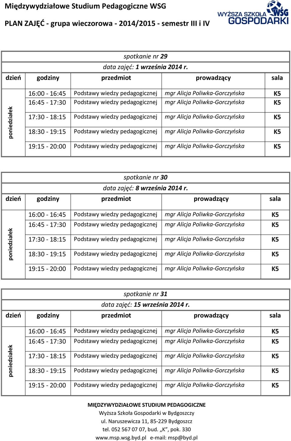 spotkanie nr 30 data zajęć: 8 