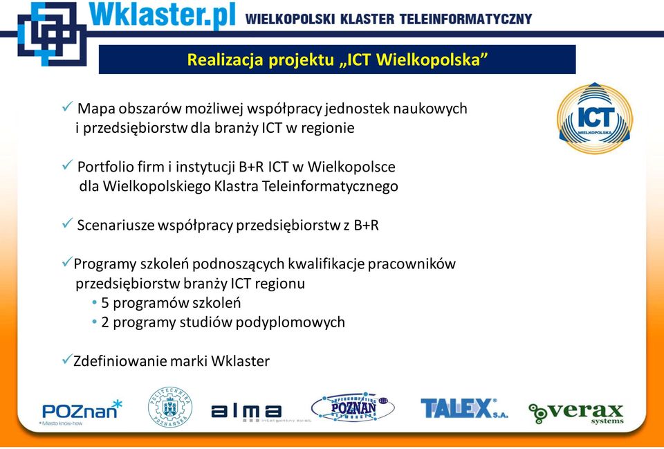 Teleinformatycznego Scenariusze współpracy przedsiębiorstw z B+R Programy szkoleń podnoszących kwalifikacje