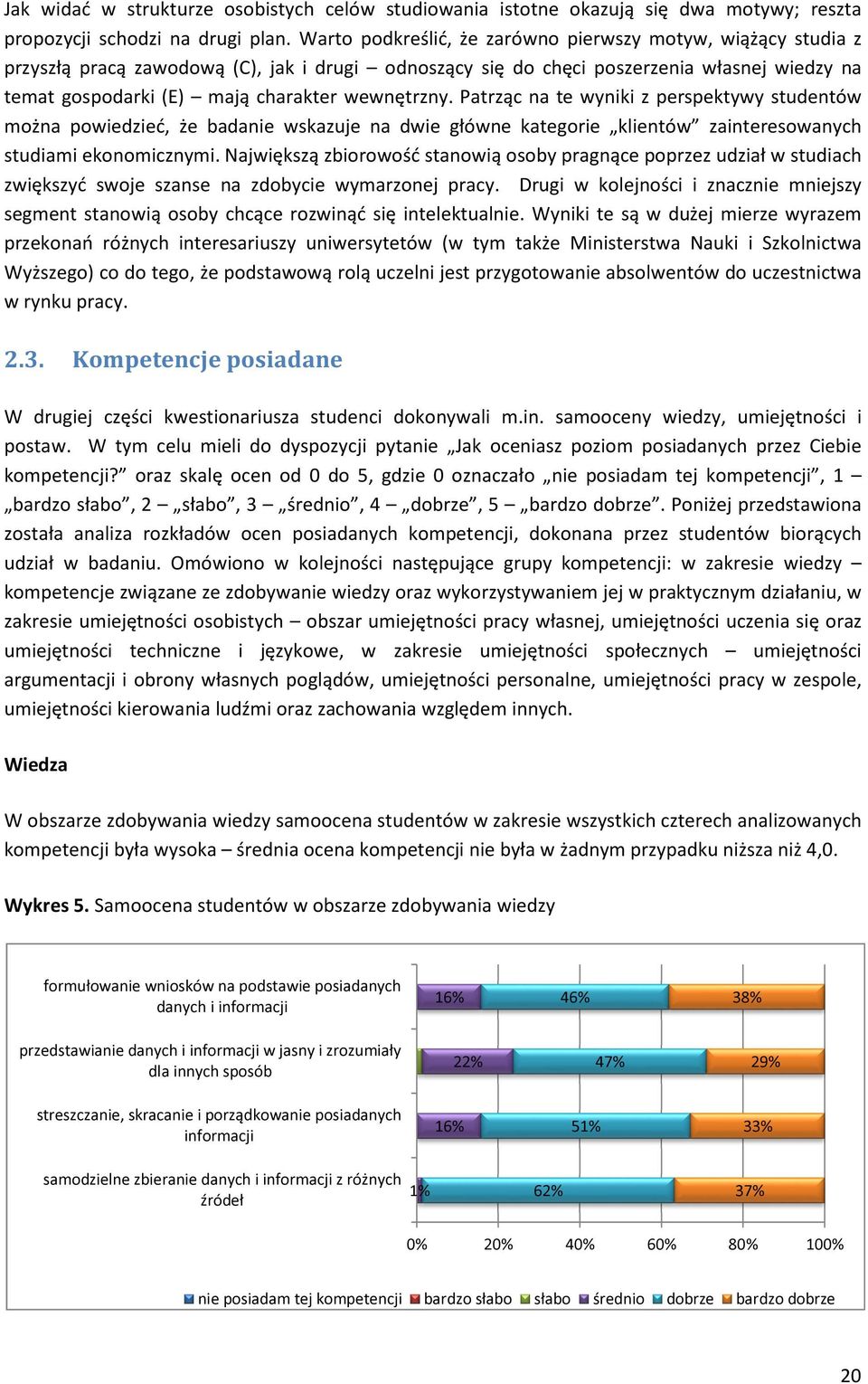 wewnętrzny. Patrząc na te wyniki z perspektywy studentów można powiedzieć, że badanie wskazuje na dwie główne kategorie klientów zainteresowanych studiami ekonomicznymi.