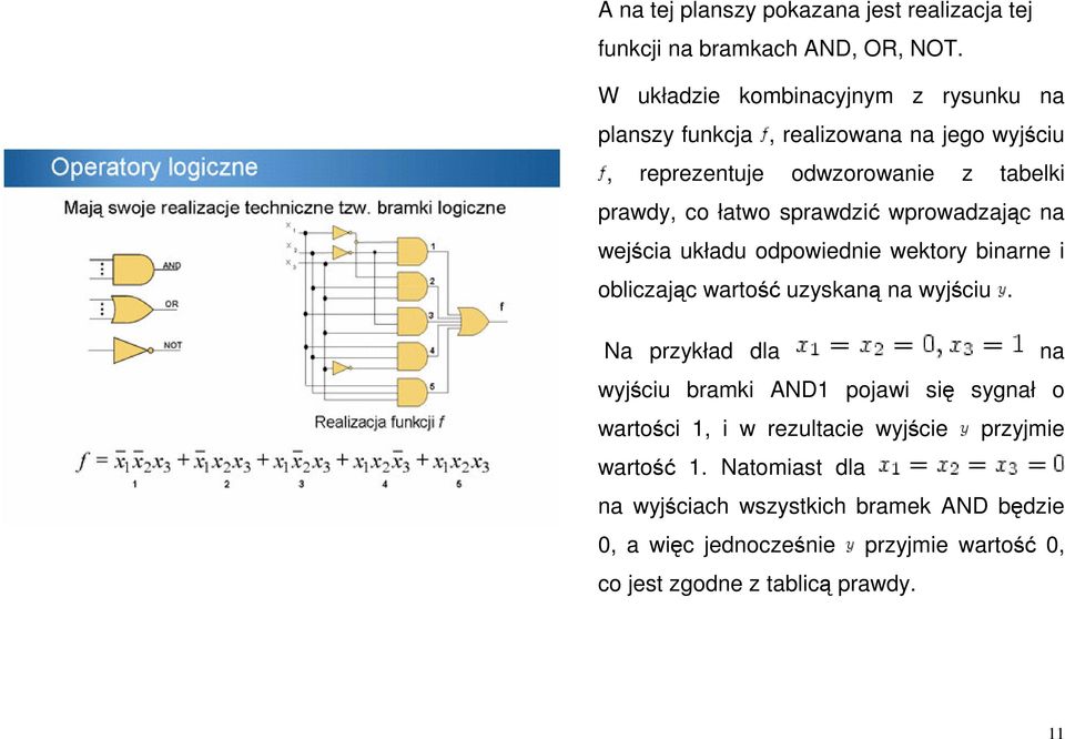 sprawdzi wprowadzajc na wejcia układu odpowiednie wektory binarne i obliczajc warto uzyskan na wyjciu.