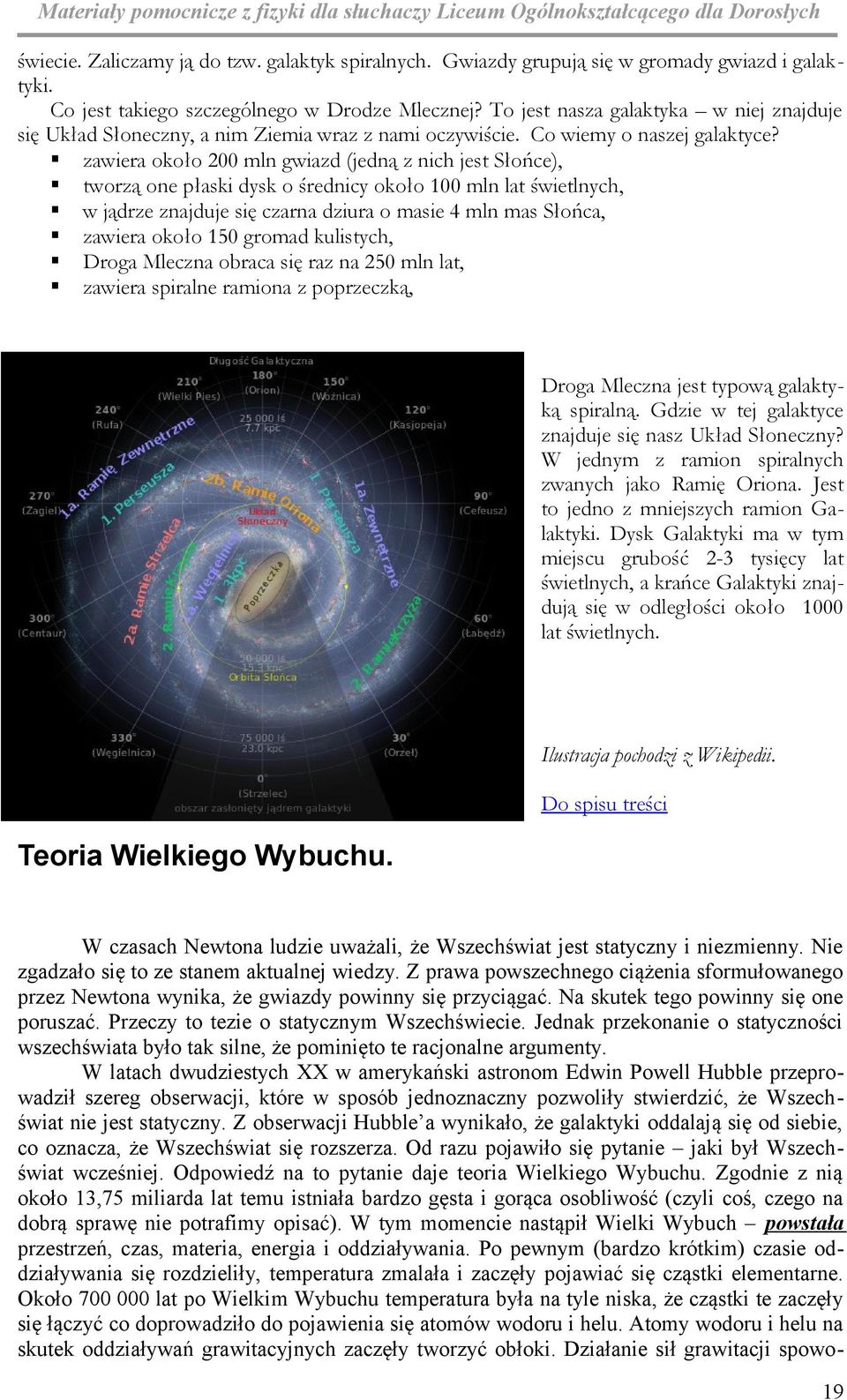 zawiea około 200 ln gwiazd (jedną z nich jet Słońce), twozą one płaki dyk o śednicy około 0 ln lat świetlnych, w jądze znajduje ię czana dziua o aie 4 ln a Słońca, zawiea około 150 goad kulitych,