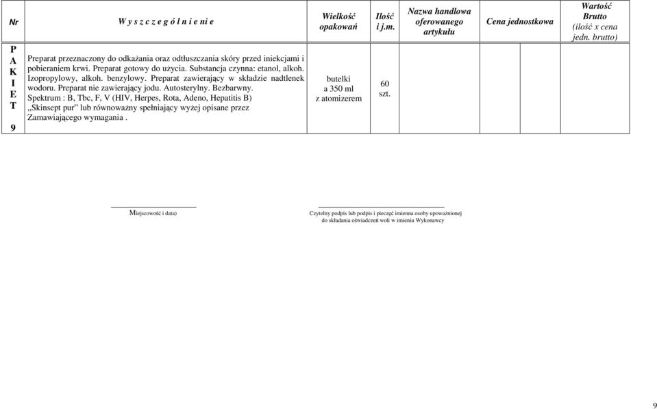 reparat zawierający w składzie nadtlenek wodoru. reparat nie zawierający jodu. utosterylny. Bezbarwny.