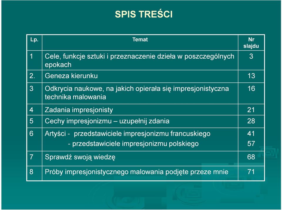 impresjonisty 21 5 Cechy impresjonizmu uzupełnij zdania 28 6 Artyści - przedstawiciele impresjonizmu francuskiego -