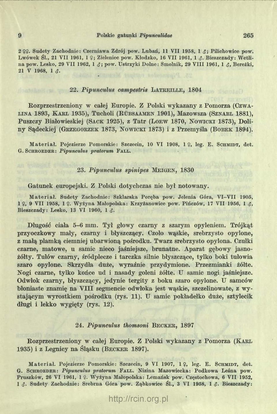 Pipunculus campestris La t r e il le, 1804 Rozprzestrzeniony w całej Europie.