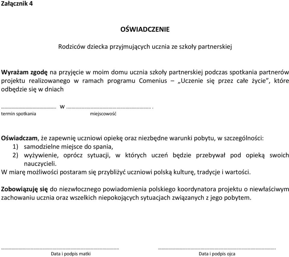 ramach programu Comenius Uczenie się przez całe życie, które odbędzie się w 