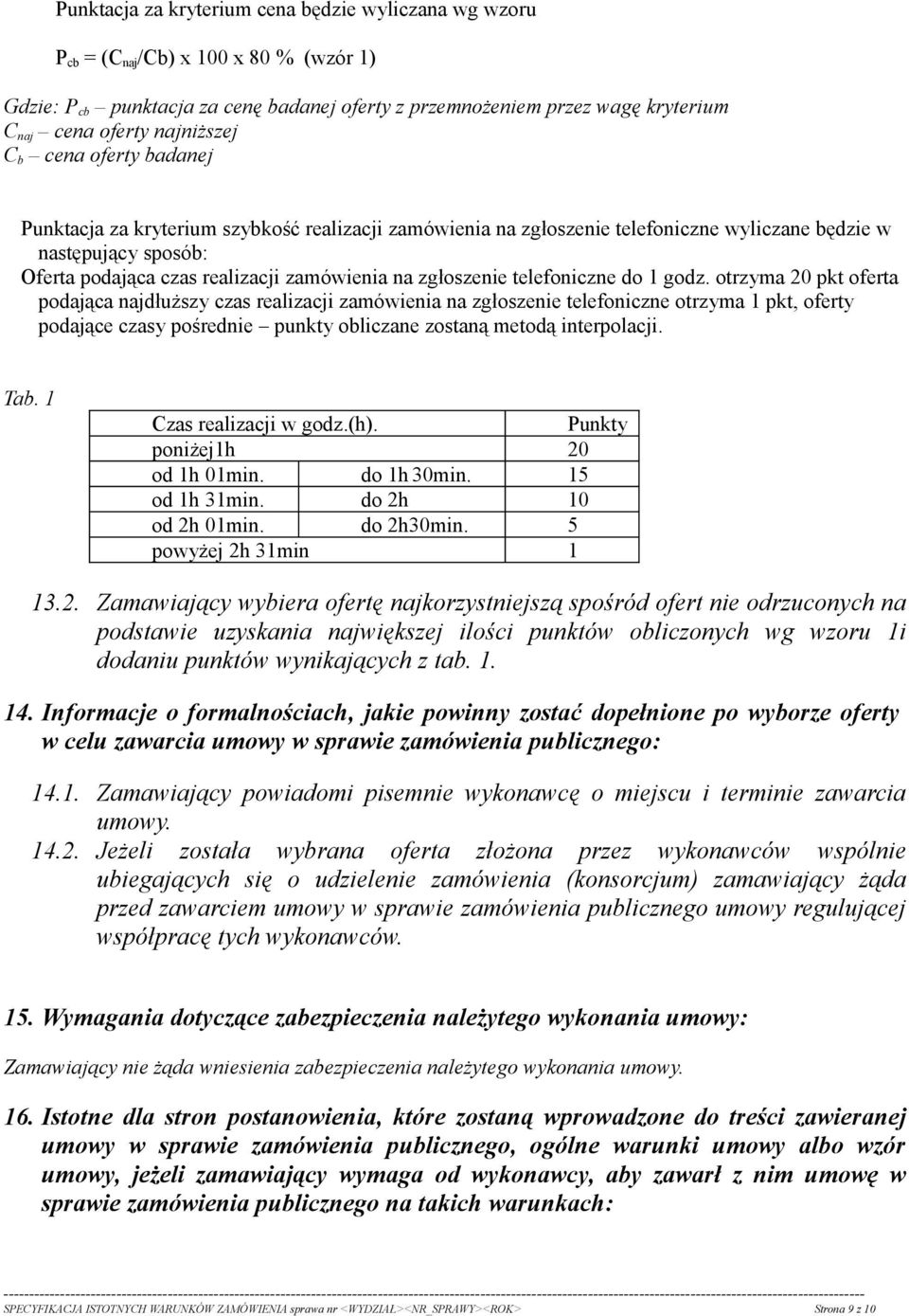 na zgłoszenie telefoniczne do 1 godz.