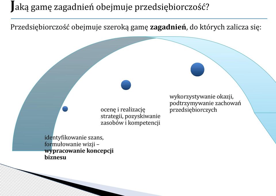 i realizację strategii, pozyskiwanie zasobów i kompetencji identyfikowanie szans,