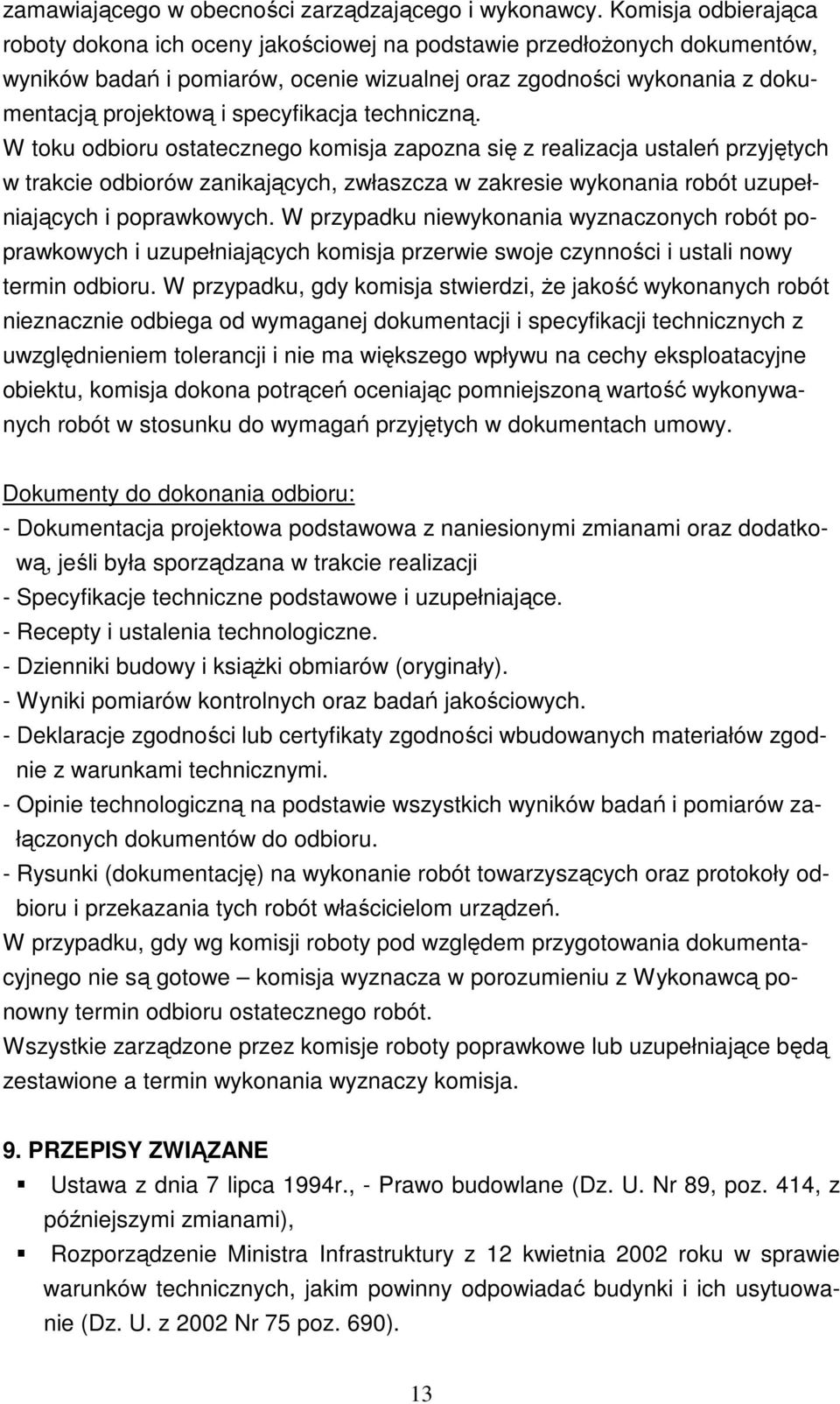 specyfikacja techniczną.