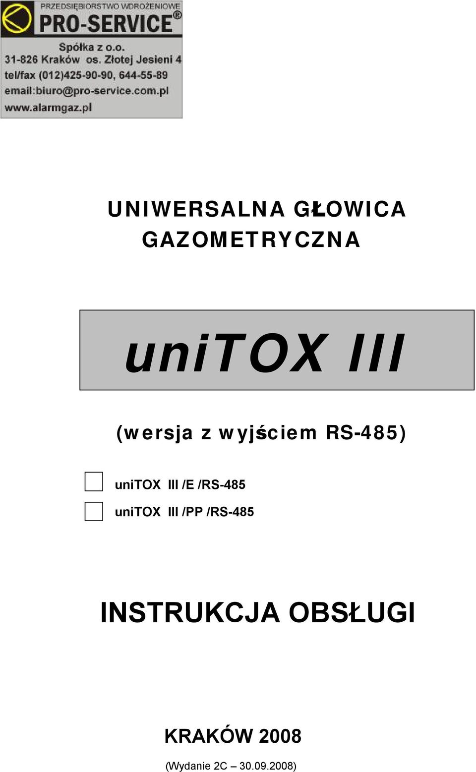 /RS-485 unitox III /PP /RS-485 INSTRUKCJ