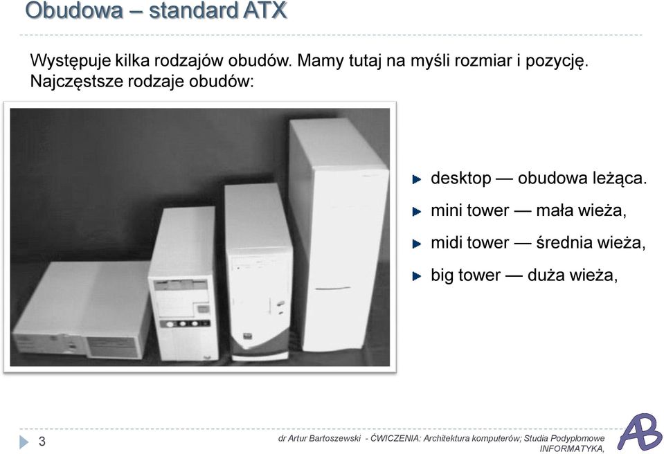 Najczęstsze rodzaje obudów: desktop obudowa leżąca.