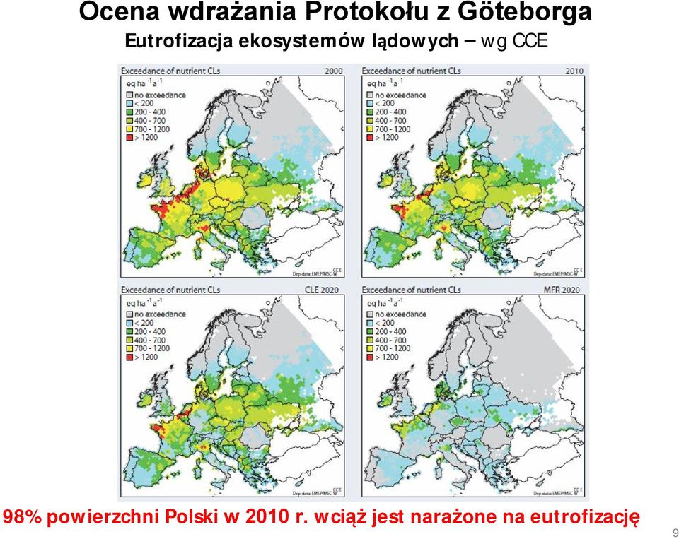 lądowych wg CCE 98% powierzchni